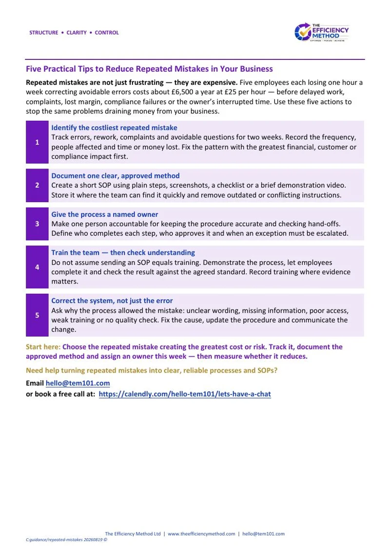 First page of Five Practical Tips to Reduce Repeated Mistakes