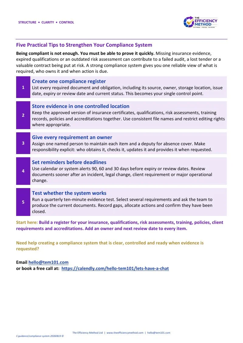 First page of Five Practical Tips to Strengthen Your Compliance System