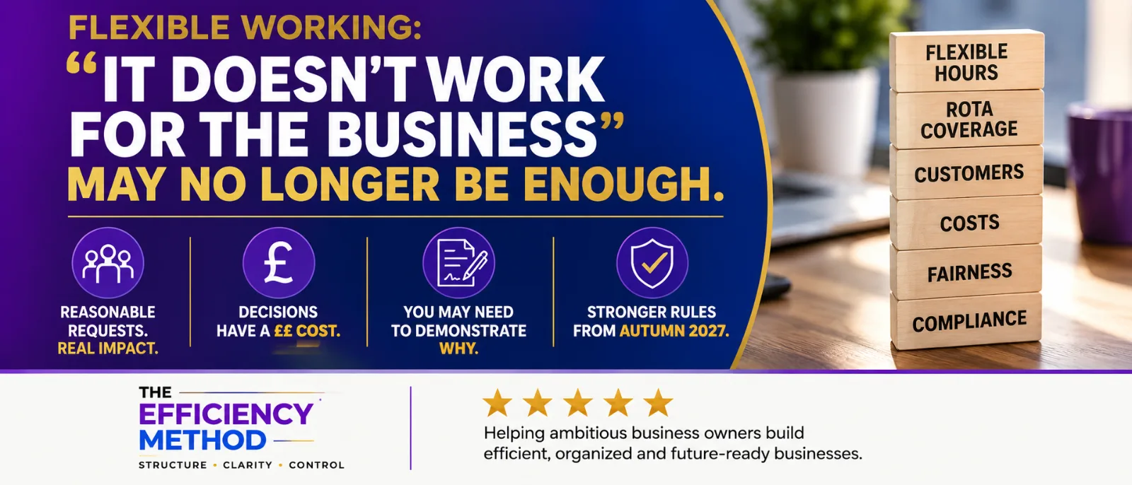 Business owner reviewing flexible working arrangements and workforce planning